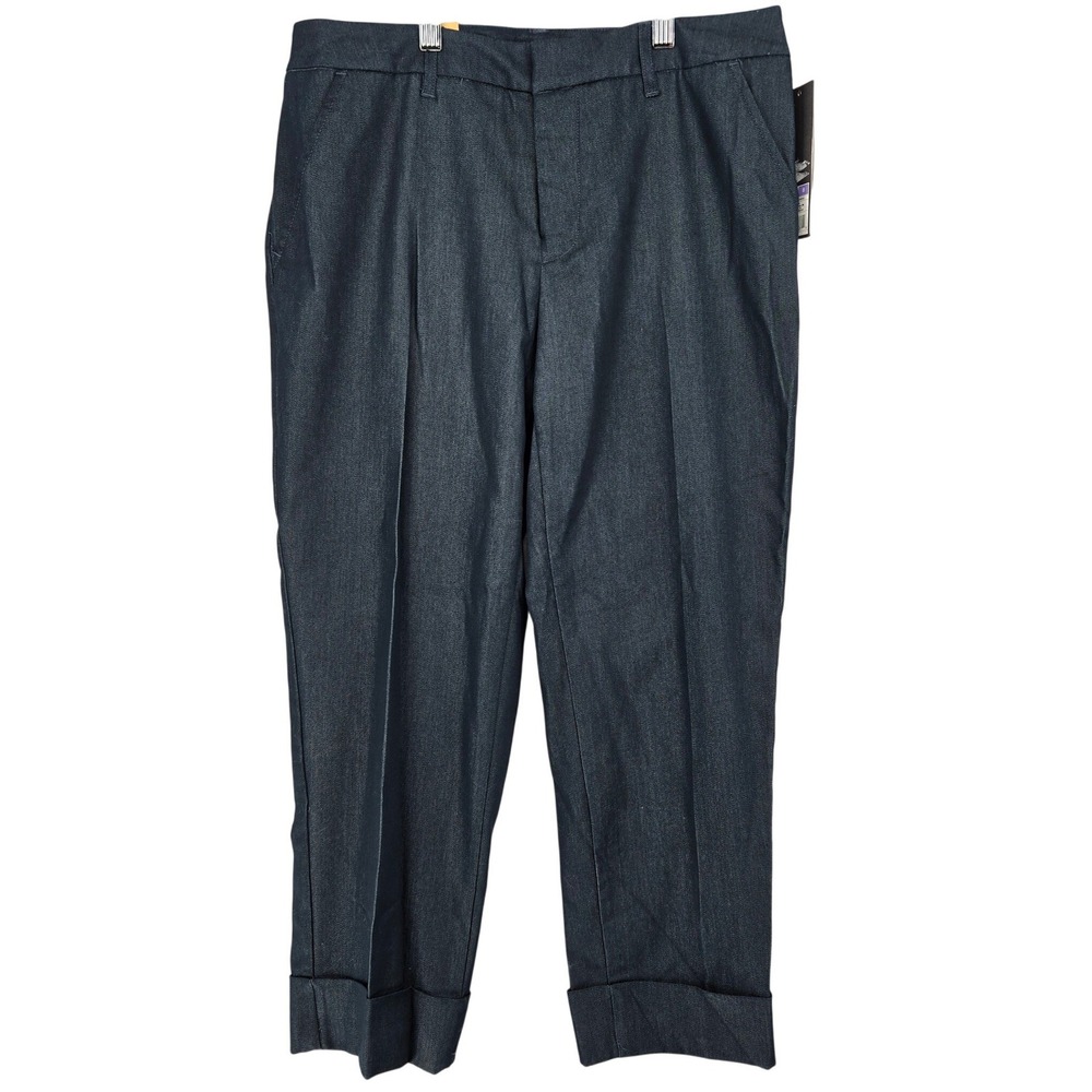 Mossimo NEW 8 Capri Chambray Pants Womens Dark Blue Curvy Fit 4 Office Casual